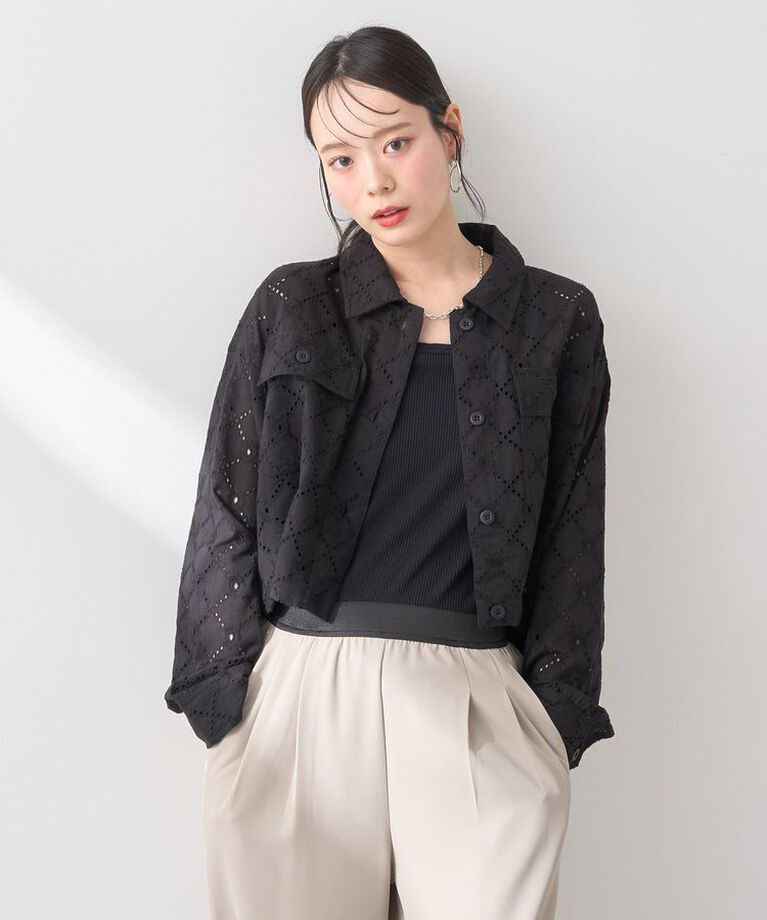 earth music&ecology「レースブルゾン　25SS 夏 サマージャケット コットン100」|ブルゾン・スタジャン|