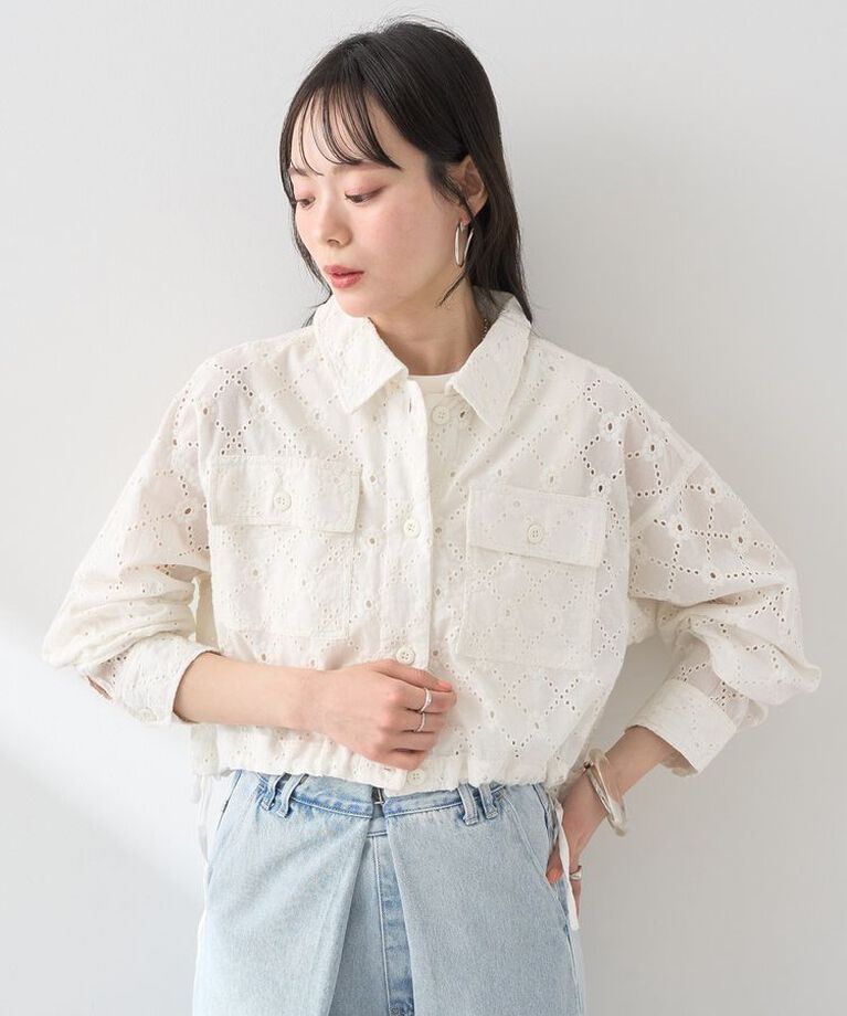 earth music&ecology「レースブルゾン　25SS 夏 サマージャケット コットン100」|ブルゾン・スタジャン|