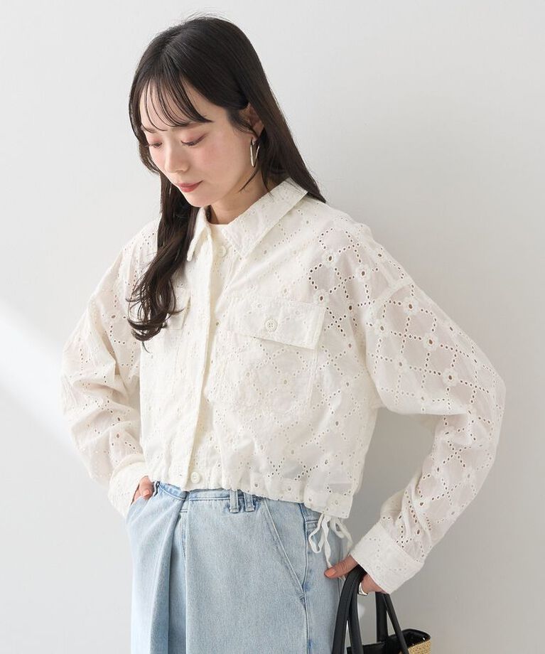 earth music&ecology「レースブルゾン　25SS 夏 サマージャケット コットン100」|ブルゾン・スタジャン|