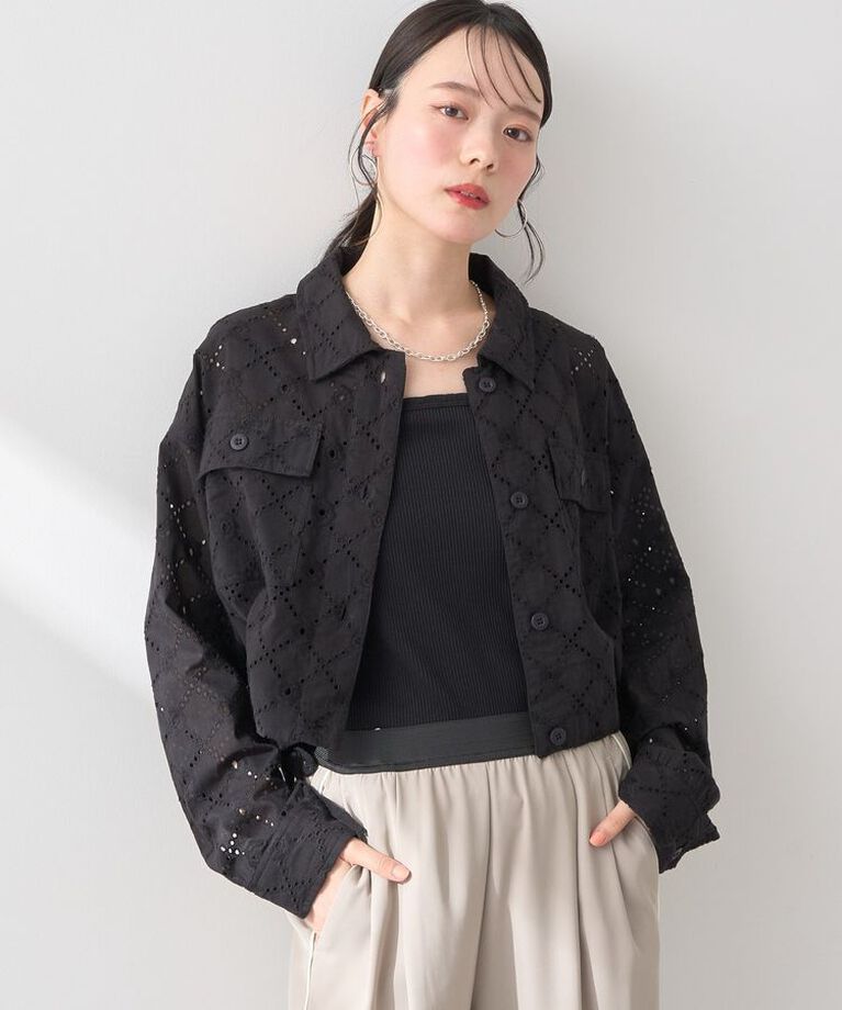 earth music&ecology「レースブルゾン　25SS 夏 サマージャケット コットン100」|ブルゾン・スタジャン|Black