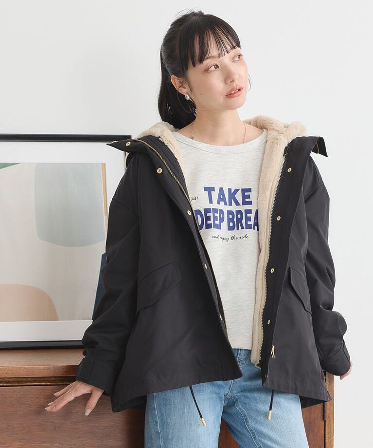 earth music&ecology「マルチウェイマウンテンパーカー」|ブルゾン・スタジャン|Black
