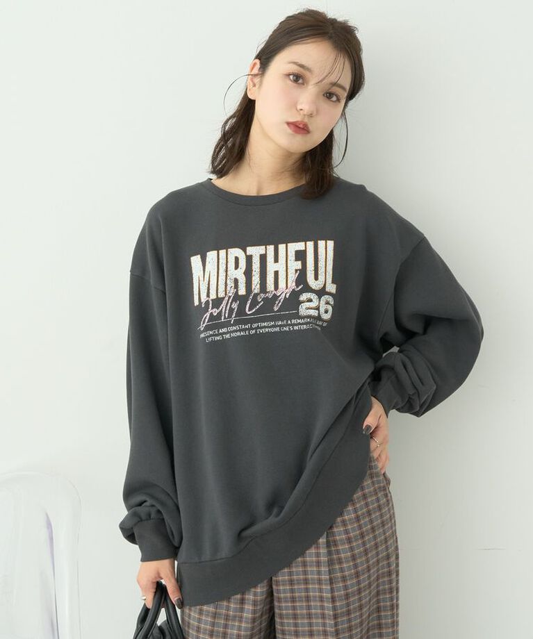 earth music&ecology「ヴィンテージ風裏毛ロゴプルオーバー」|スウェット・ジャージ|Charcoal Gray