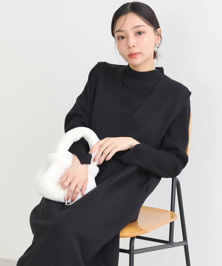 earth music&ecology「Set2点ハイネックプルオーバー+ニットワンピース」|ワンピース|