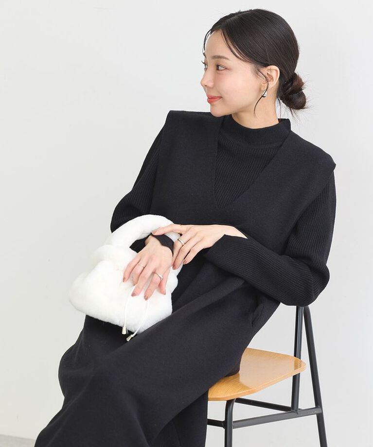 earth music&ecology「Set2点ハイネックプルオーバー+ニットワンピース」|ワンピース|