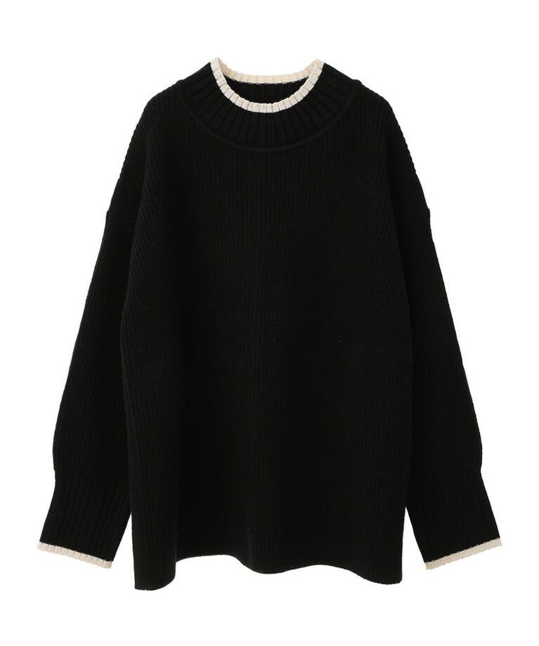 earth music&ecology「ライン入りハイネックニットチュニック」|チュニック|Black