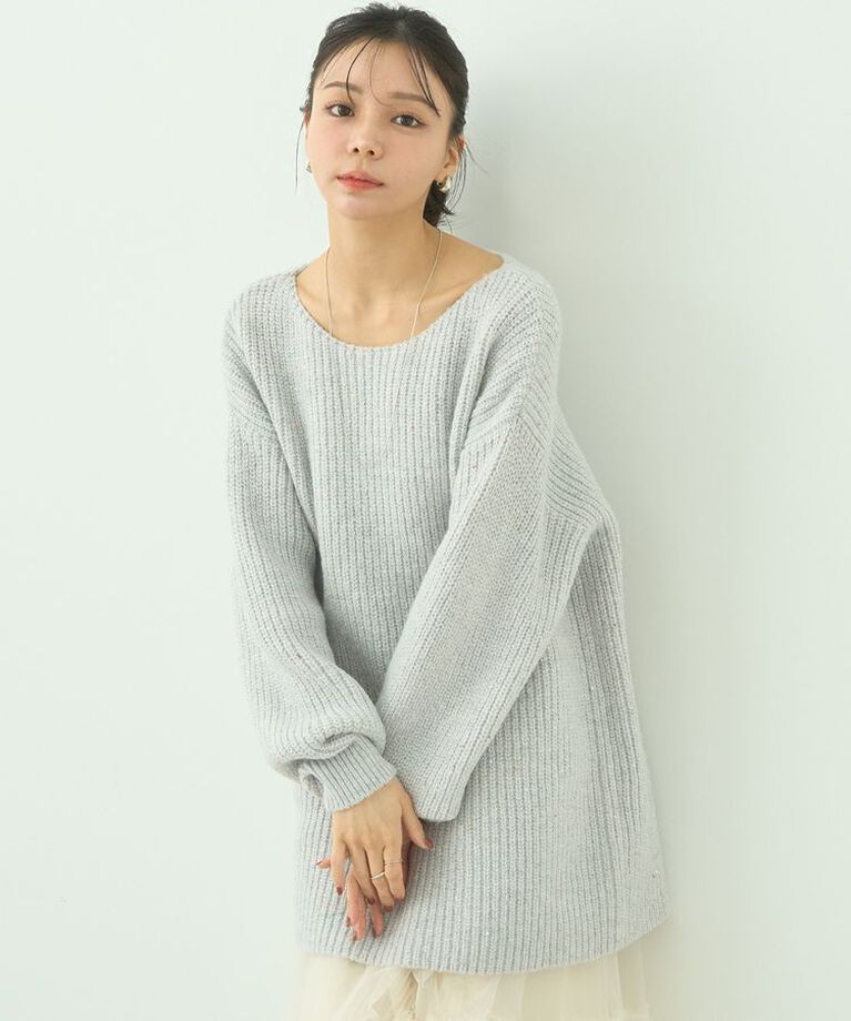 earth music&ecology「カラーネップスパンコールニットチュニック」|チュニック|Gray Mixture
