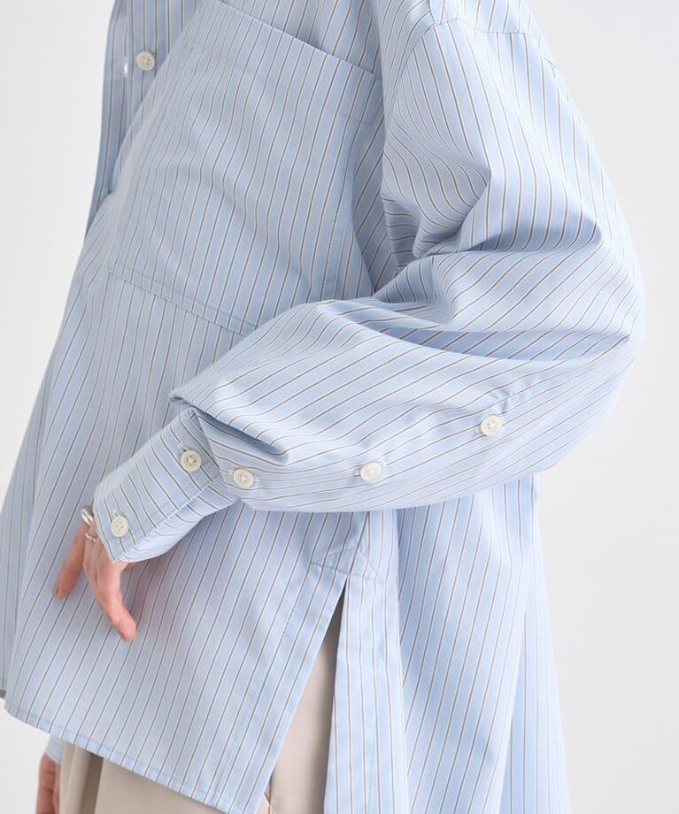 earth music&ecology「サイドスリットストライプオーバーシャツ　25SS 接触冷感 UVカット 春 夏」|シャツ・ブラウス|