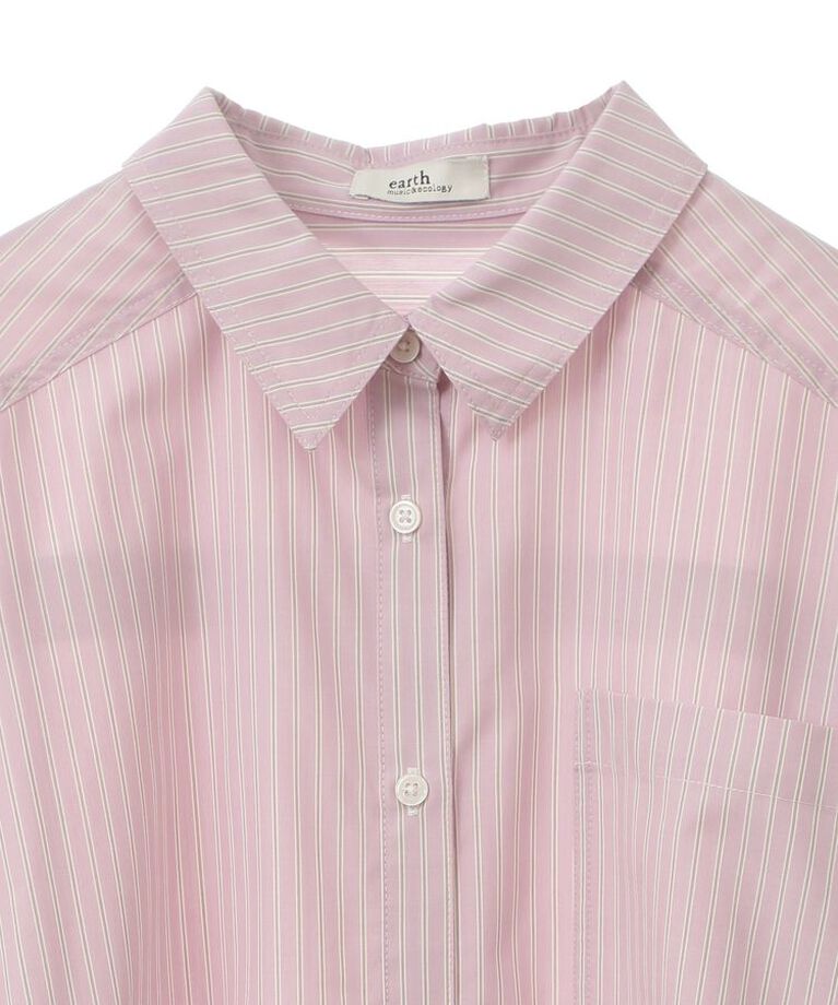 earth music&ecology「サイドスリットストライプオーバーシャツ　25SS 接触冷感 UVカット 春 夏」|シャツ・ブラウス|
