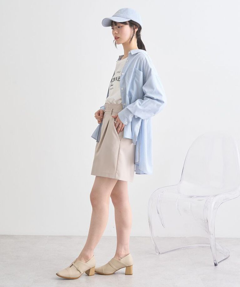 earth music&ecology「サイドスリットストライプオーバーシャツ　25SS 接触冷感 UVカット 春 夏」|シャツ・ブラウス|