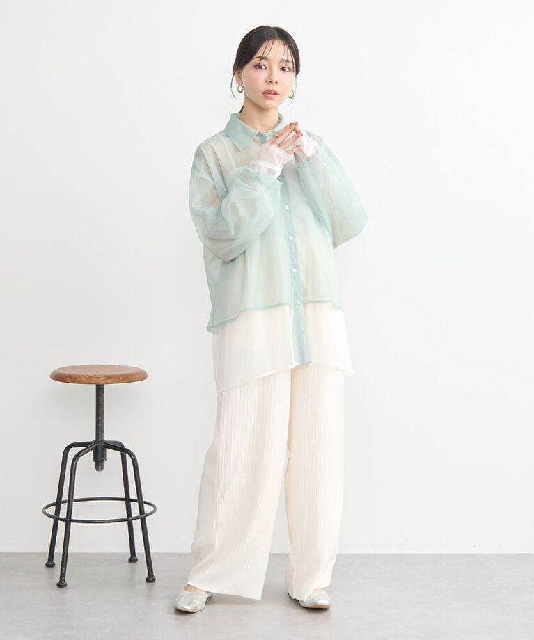 earth music&ecology「チュールレイヤードシャツ」|シャツ・ブラウス|