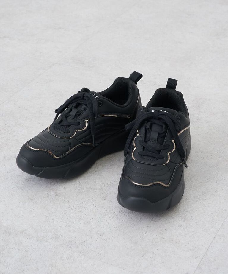 earth music&ecology「ORiental TRaffic メタリックラインスニーカー」|スニーカー|Black