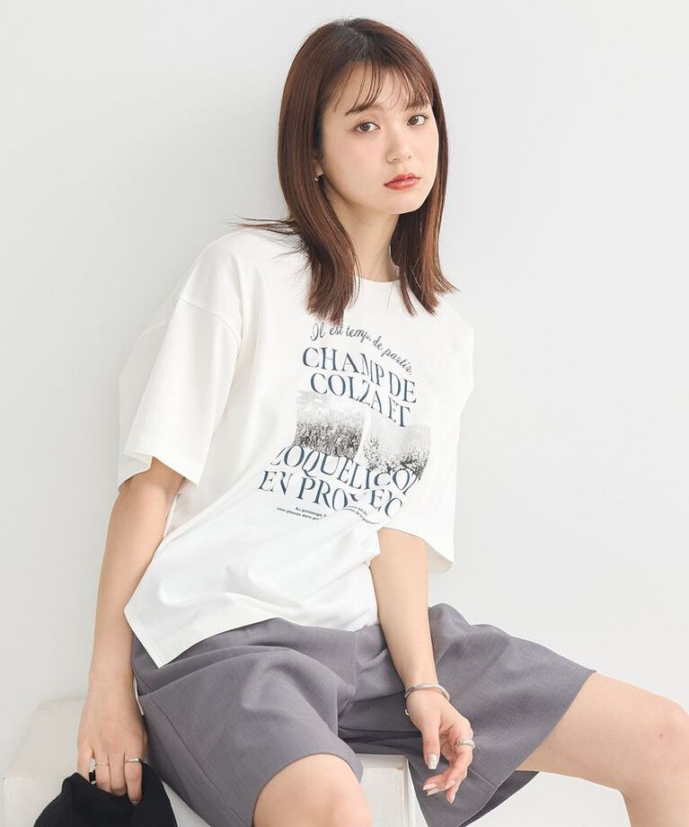 earth music&ecology「PhotoスリットT　25SS 接触冷感 洗濯機洗い可 夏」|Tシャツ・カットソー|