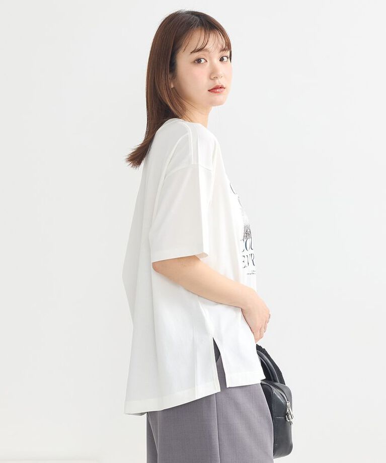 earth music&ecology「PhotoスリットT　25SS 接触冷感 洗濯機洗い可 夏」|Tシャツ・カットソー|