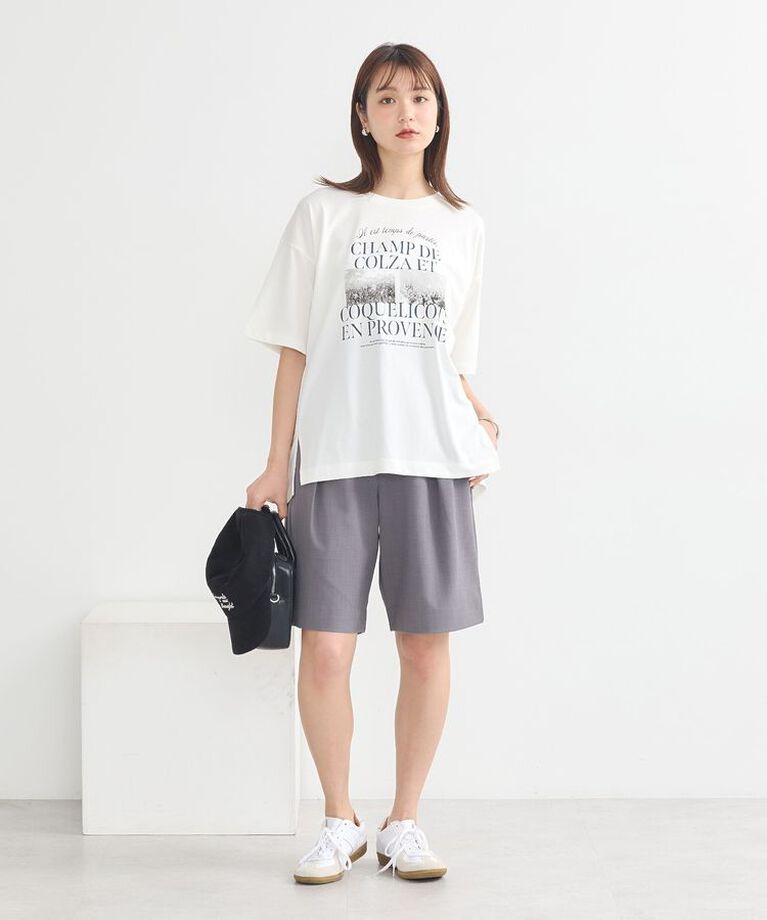 earth music&ecology「PhotoスリットT　25SS 接触冷感 洗濯機洗い可 夏」|Tシャツ・カットソー|