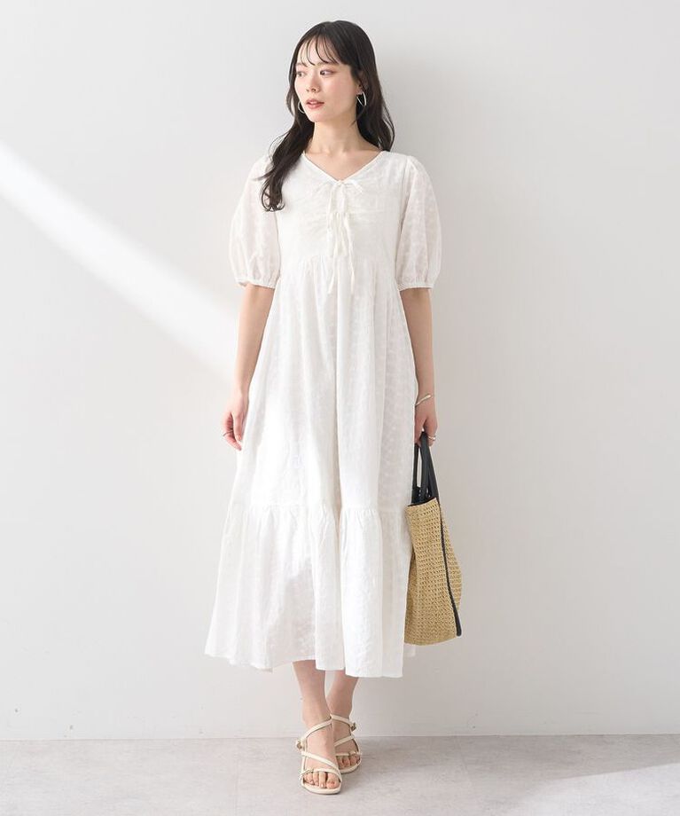 earth music&ecology「花柄刺繍フレアワンピース」|ワンピース|