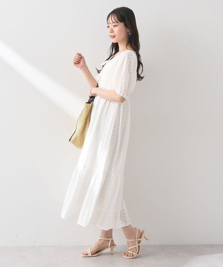 earth music&ecology「花柄刺繍フレアワンピース」|ワンピース|