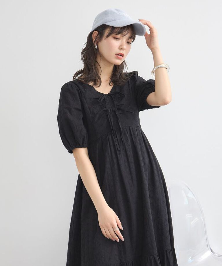 earth music&ecology「花柄刺繍フレアワンピース」|ワンピース|