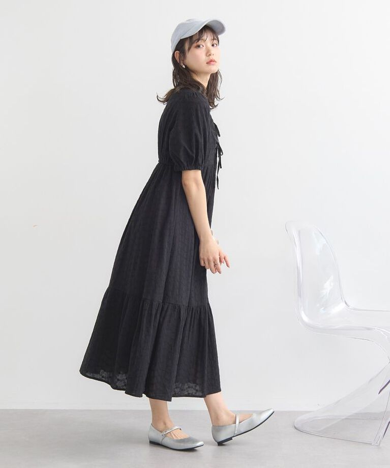 earth music&ecology「花柄刺繍フレアワンピース」|ワンピース|