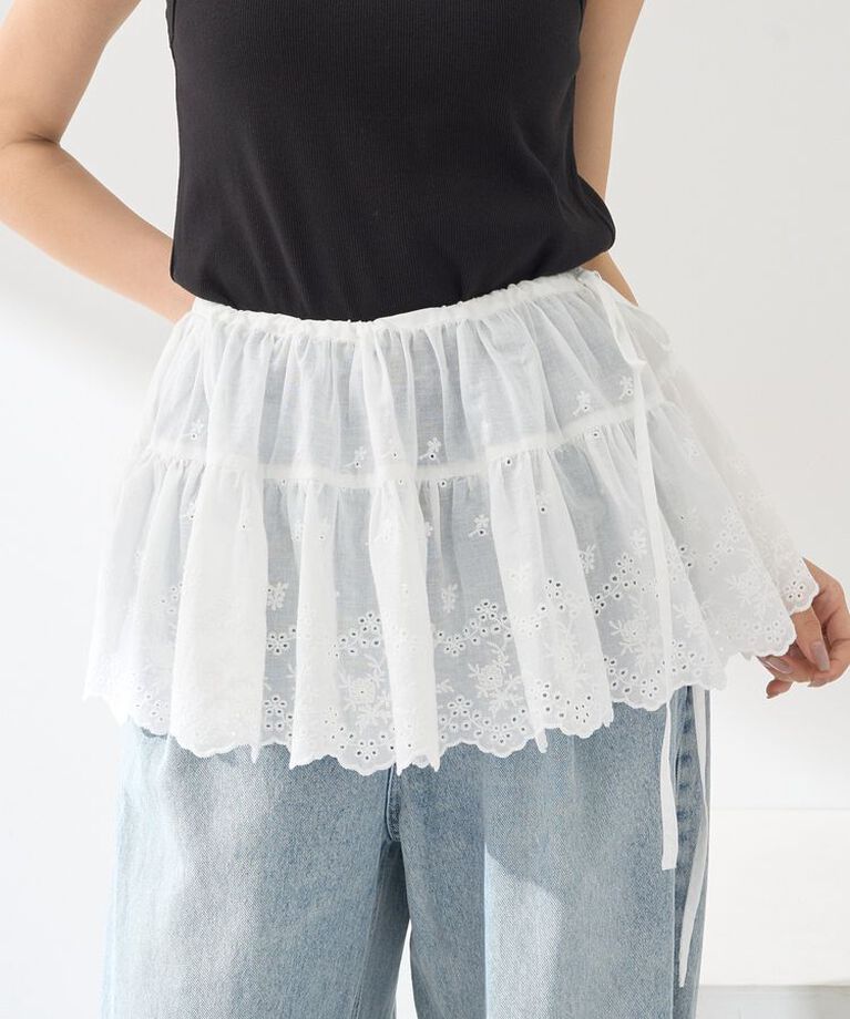 earth music&ecology「エンブロイダリー刺繍ラップスカート」|スカート|Off White