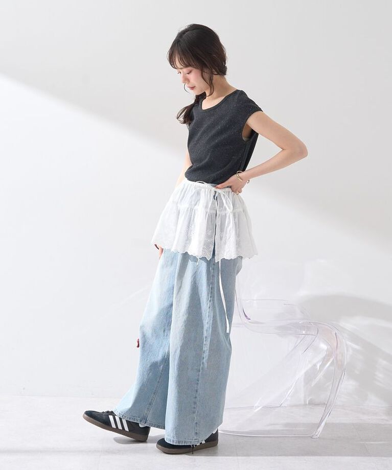earth music&ecology「エンブロイダリー刺繍ラップスカート」|スカート|