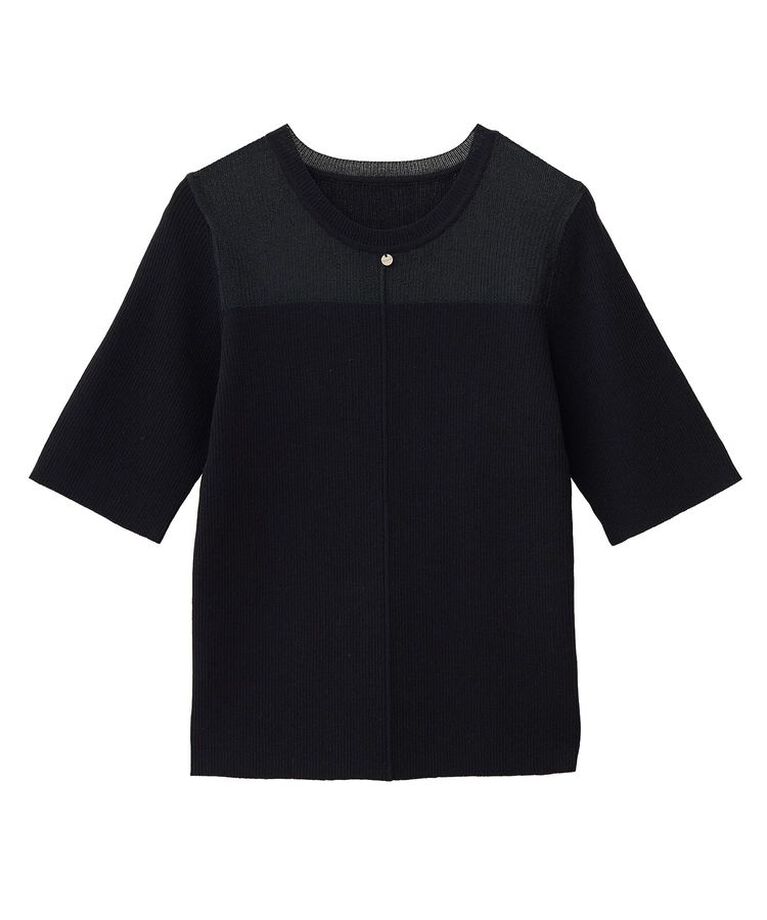 earth music&ecology「シアーヨークニットプルオーバー」|ニット・セーター|Black