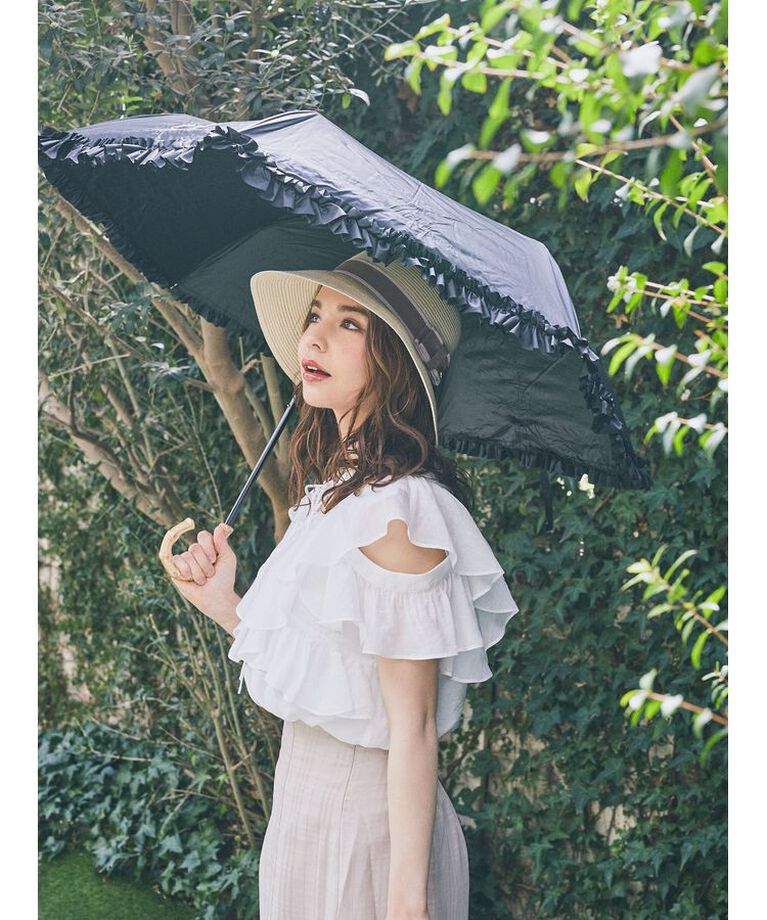Maison de FLEUR「遮光&UV　CUT　フリル折りたたみ傘」|傘|