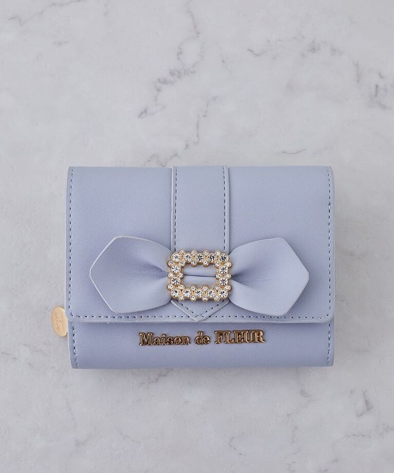 Maison de FLEUR「ビジューバックルリボンウォレット」|財布|アイスブルー