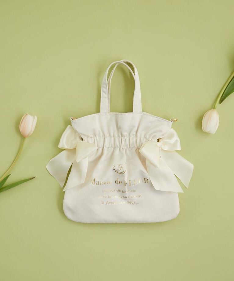 Maison de FLEUR「ダブルリボン2Wayトートバッグ」|トートバッグ|アイボリー