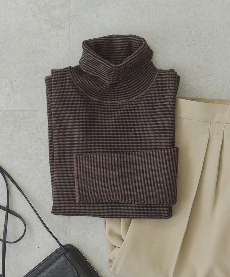 AMERICAN HOLIC「バイパチリブタートルネックニットプルオーバー」|ニット・セーター|Brown