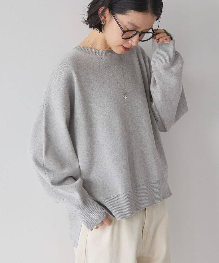 AMERICAN HOLIC「袖ボリュームサイドスリットニットプルオーバー」|ニット・セーター|Light Gray Mixture