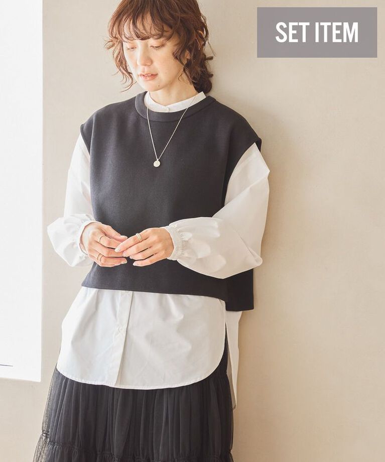 AMERICAN HOLIC「SET イージーケアロングシャツ+ポンチベスト/チュニック」|シャツ・ブラウス|