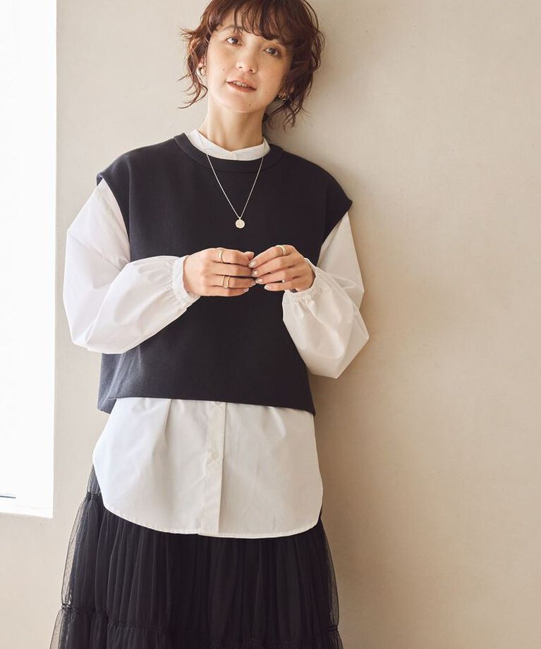 AMERICAN HOLIC「SET イージーケアロングシャツ+ポンチベスト/チュニック」|シャツ・ブラウス|