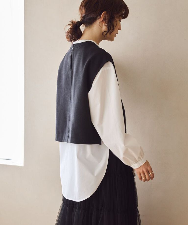 AMERICAN HOLIC「SET イージーケアロングシャツ+ポンチベスト/チュニック」|シャツ・ブラウス|
