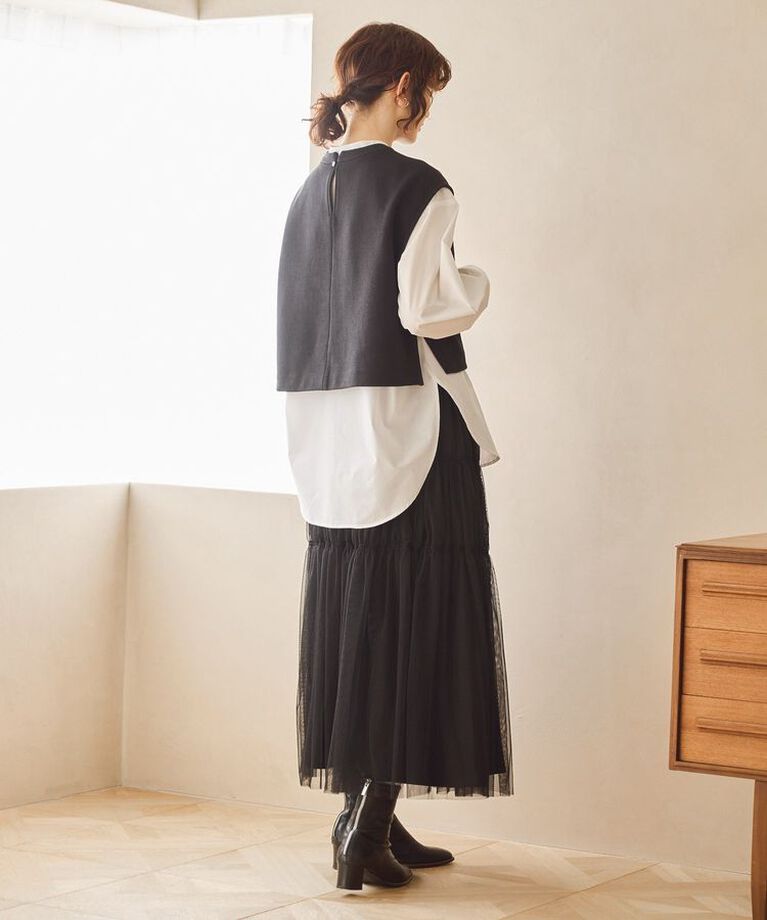 AMERICAN HOLIC「SET イージーケアロングシャツ+ポンチベスト/チュニック」|シャツ・ブラウス|
