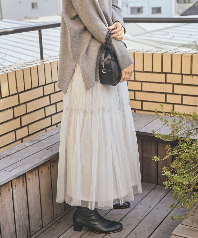 AMERICAN HOLIC「ティアードチュールスカート」|スカート|Light Gray