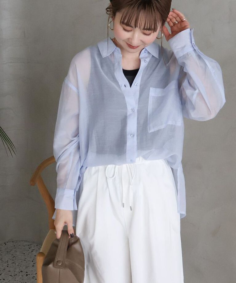 AMERICAN HOLIC「シアーシャツ　|　25SS/春夏/レディース/カジュアル/ゆったりシルエット/軽量/トレンド」|シャツ・ブラウス|