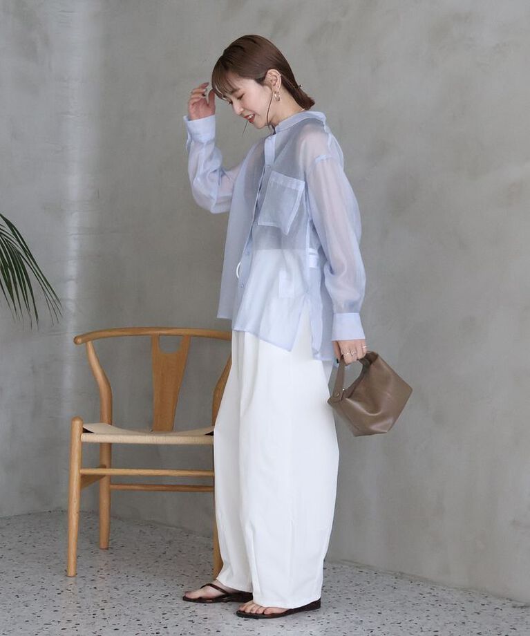 AMERICAN HOLIC「シアーシャツ　|　25SS/春夏/レディース/カジュアル/ゆったりシルエット/軽量/トレンド」|シャツ・ブラウス|