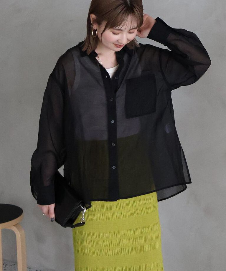 AMERICAN HOLIC「シアーシャツ　|　25SS/春夏/レディース/カジュアル/ゆったりシルエット/軽量/トレンド」|シャツ・ブラウス|
