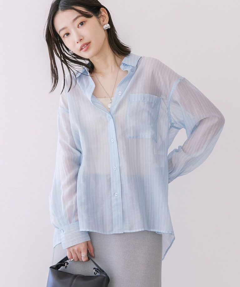 AMERICAN HOLIC「シアーシャツ　|　25SS/春夏/レディース/カジュアル/ゆったりシルエット/軽量/トレンド」|シャツ・ブラウス|