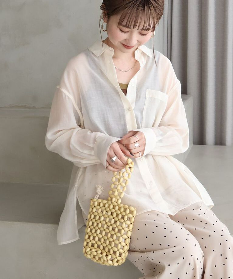 AMERICAN HOLIC「シアーシャツ　|　25SS/春夏/レディース/カジュアル/ゆったりシルエット/軽量/トレンド」|シャツ・ブラウス|Beige