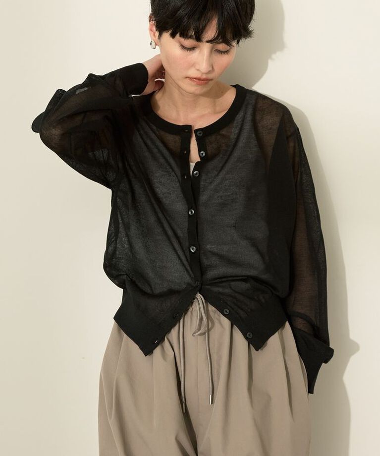AMERICAN HOLIC「シアークルーネックニットカーディガン」|カーディガン|Black