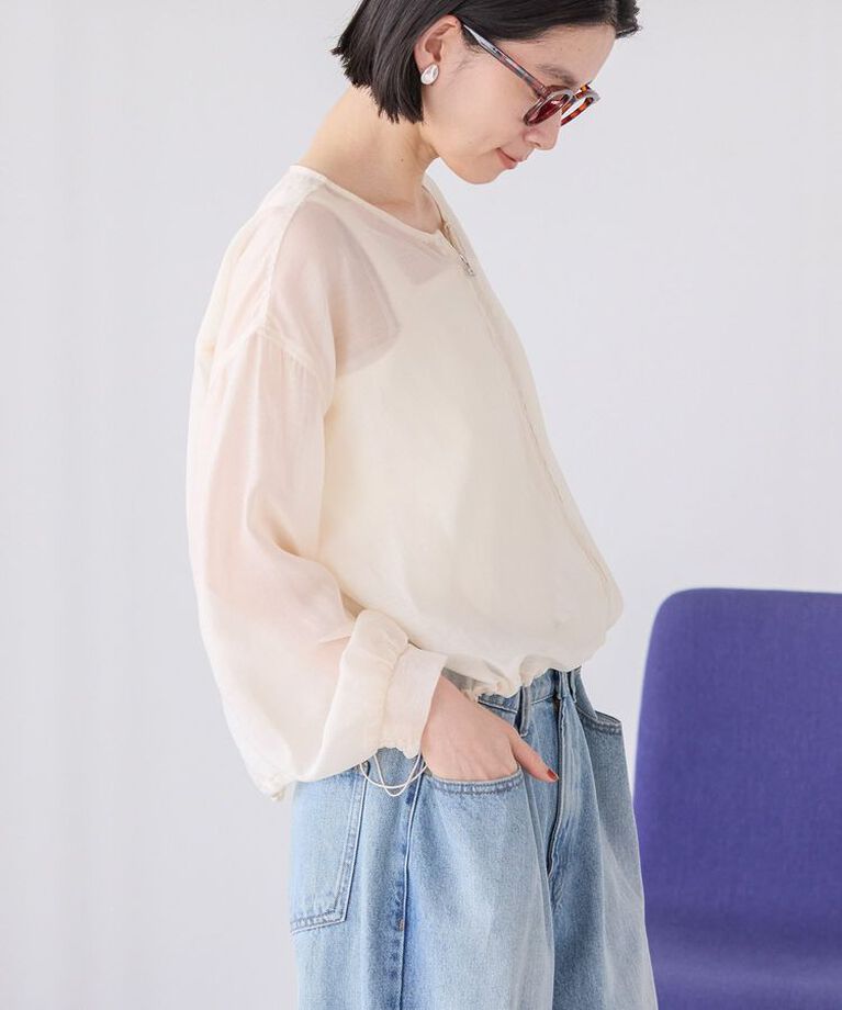 AMERICAN HOLIC「ノーカラーシアーZIPブルゾン」|その他|