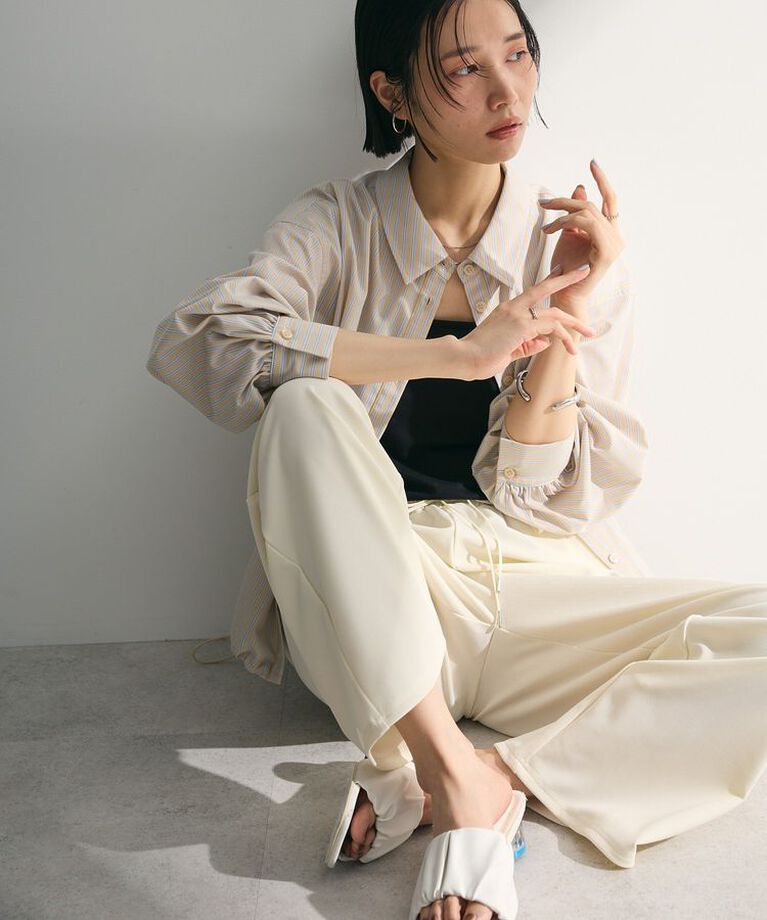 Green Parks「イージーケア裾ドロストシャツ」|シャツ・ブラウス|Beige