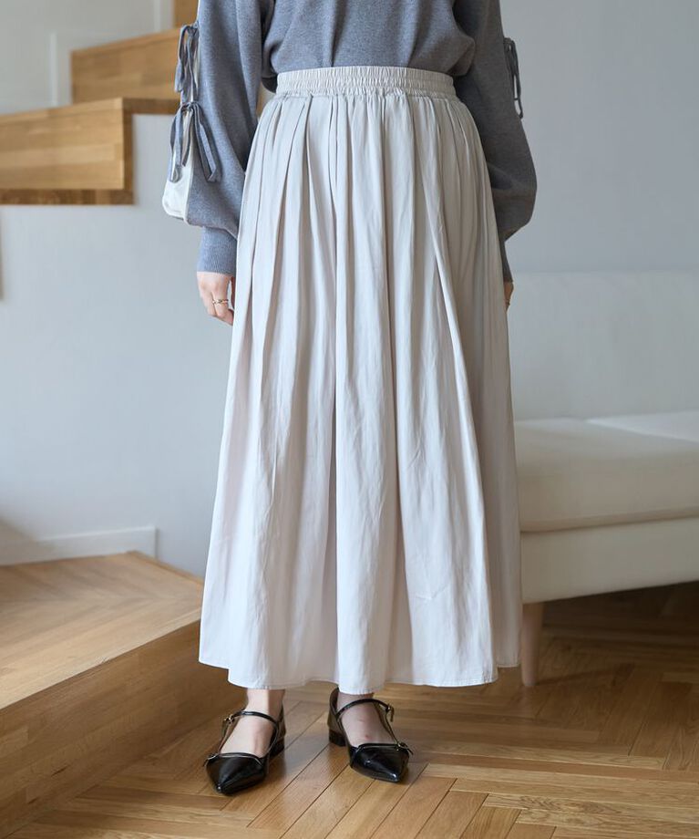 YECCA VECCA「グロッシーコーティングサテンスカート」|スカート|Light beige