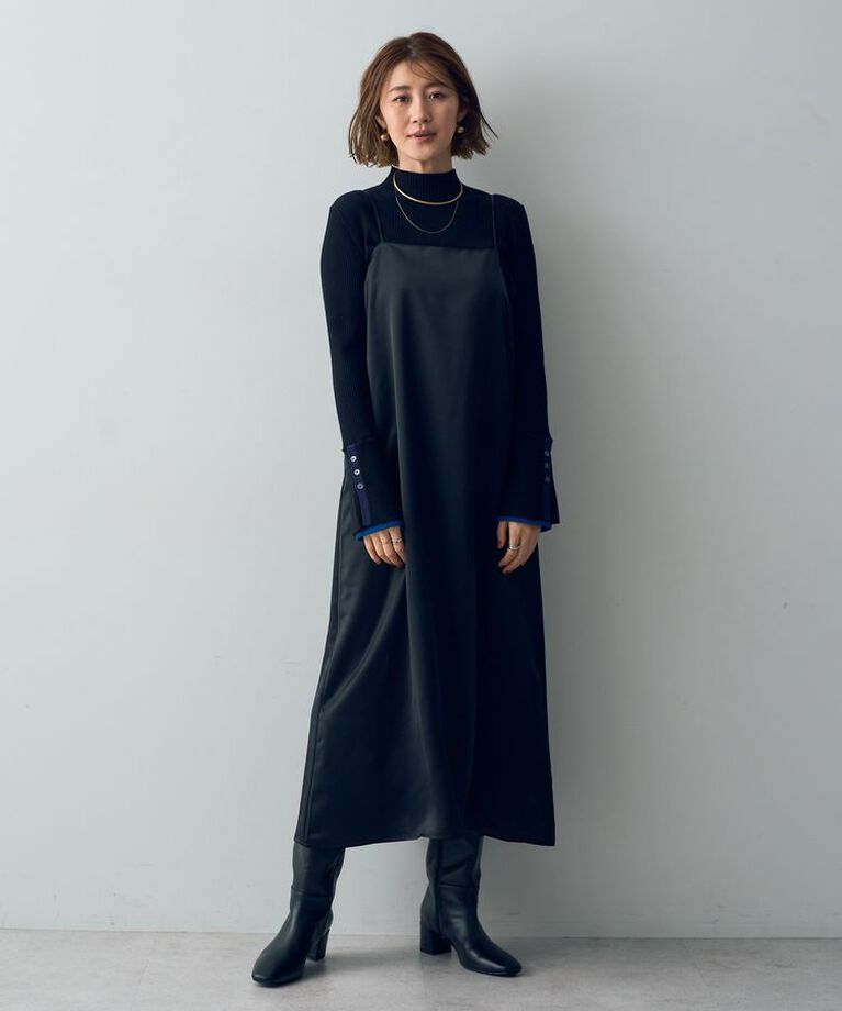 YECCA VECCA「【CLASSY.掲載】2wayサテンキャミワンピース」|ワンピース|Black