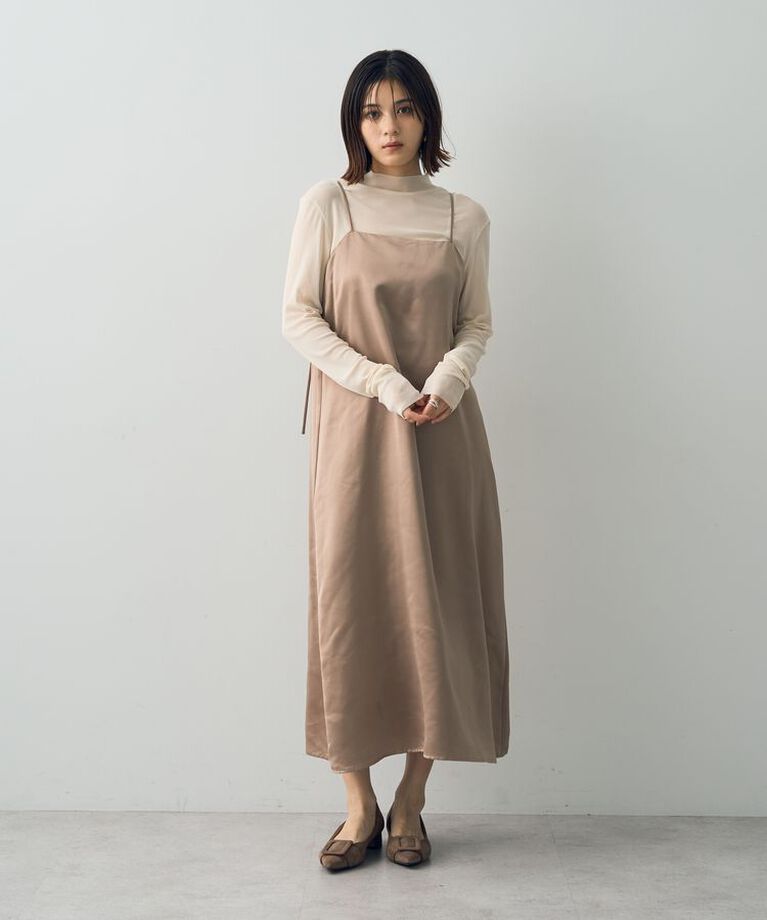 YECCA VECCA「【CLASSY.掲載】2wayサテンキャミワンピース」|ワンピース|