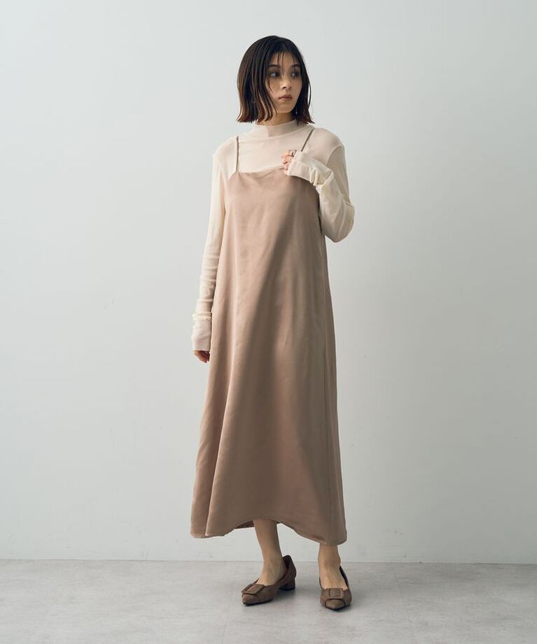 YECCA VECCA「【CLASSY.掲載】2wayサテンキャミワンピース」|ワンピース|