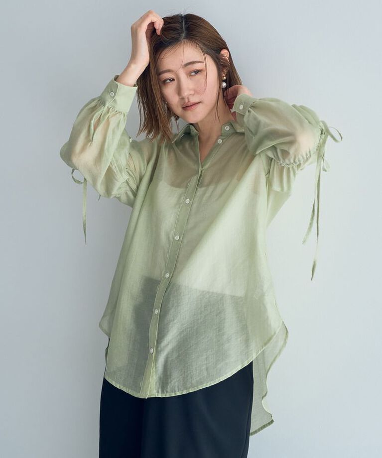 YECCA VECCA「バックリボンシアーシャツ」|シャツ・ブラウス|