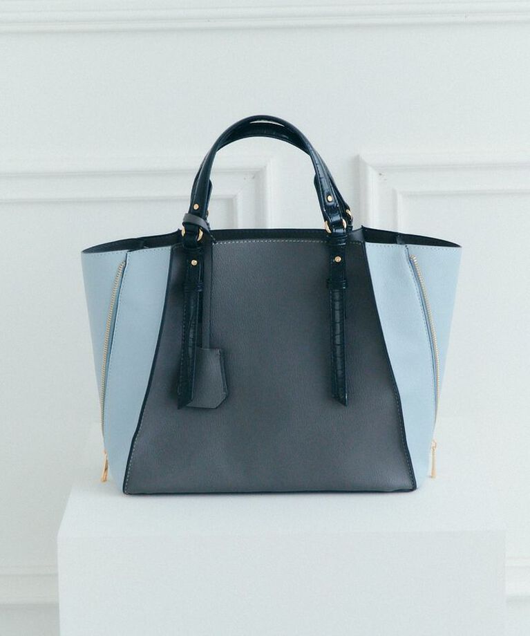 YECCA VECCA「2way配色ZIPデザインバッグ」|トートバッグ|Charcoal Gray