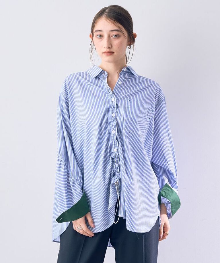 Editt by YECCA VECCA「ドロストデザインギャザーシャツ」|シャツ・ブラウス|Stripe